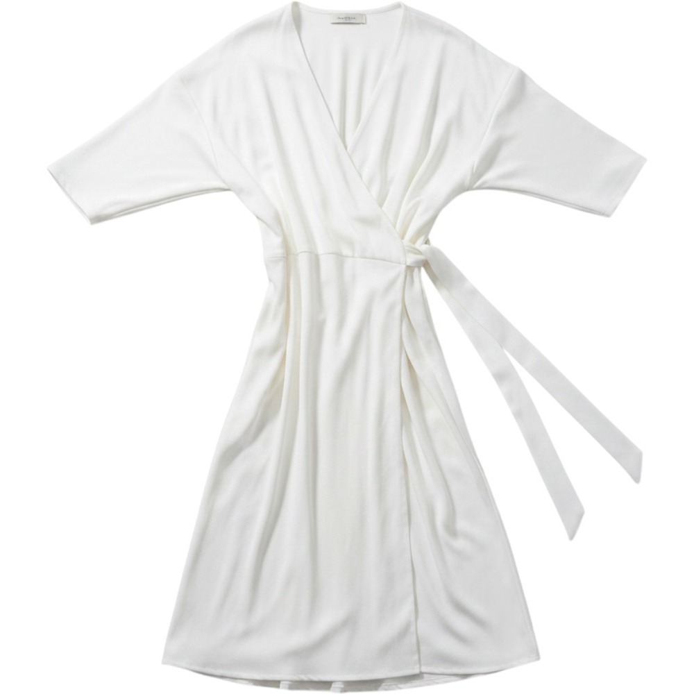 Roland Mouret Ivory White V-Neck Kimono Sleeve Midi Dress NWT